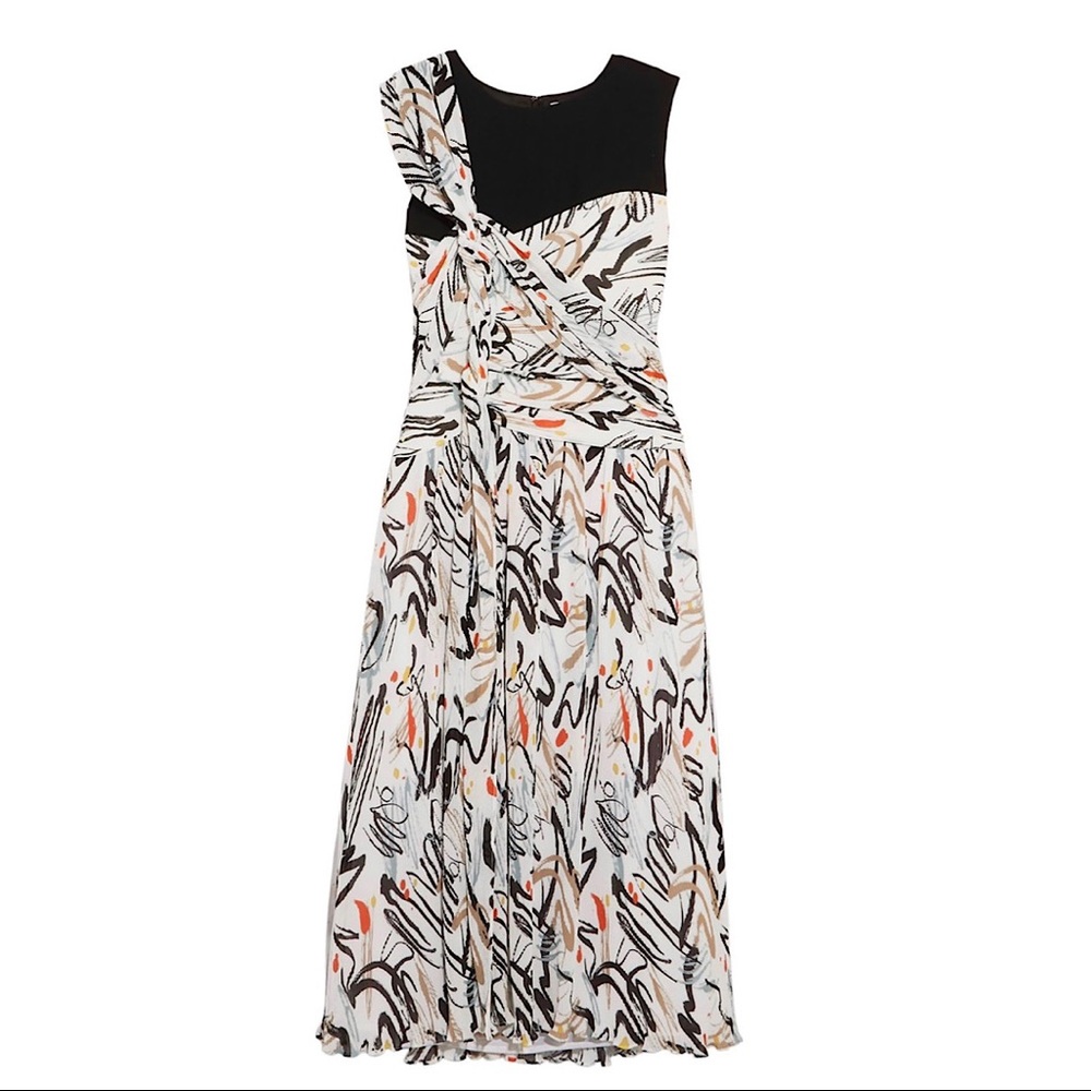 Adeam- NWT! Midi Combo Print Shoulder Detail Dress - Picture 4 of 16